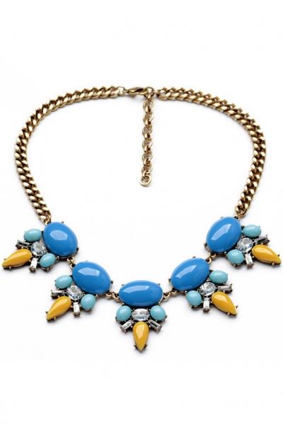 Oasap Color Blocked Faux Stone Necklace