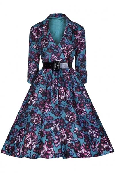 Oasap Vintage Floral Printing Bubble Dress