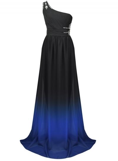Oasap Women's One Shoulder Floor Length Prom Evening Chiffon Dress