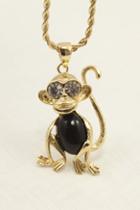 Oasap Jeweled Monkey Pendant Necklace