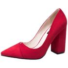 Oasap Pointed Toe Slip On Chunky Heels Solid Pumps