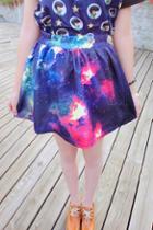 Oasap Starry Sky Print High Waist Pleated Skirt