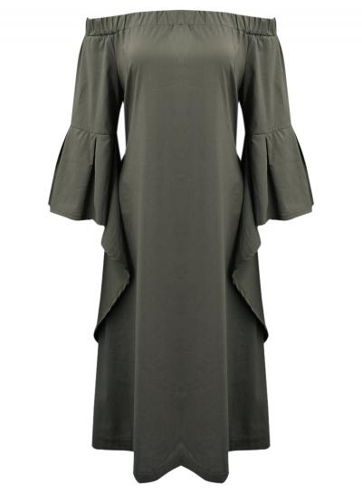 Oasap Women's Fashion Solid Slash Neck Off Shoulder Mini Dress