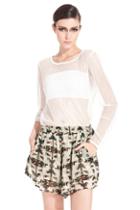Oasap Geometric Print Chiffon Shorts