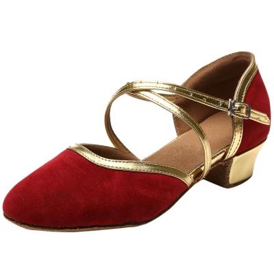 Oasap Closed Toe Cross Strap Block Heels Latin Dance Shoes