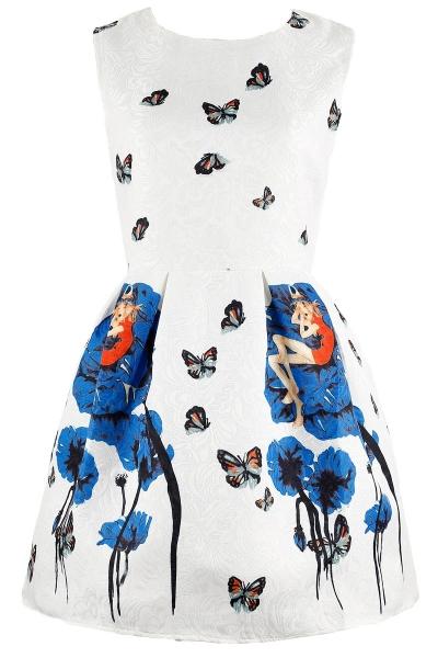 Oasap Fashion Butterfly Print A-line Dress