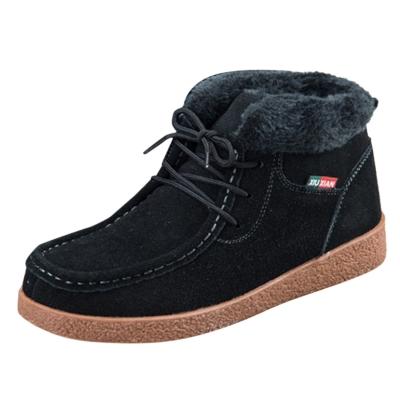 Oasap Round Toe Flat Heels Lace Up Warm Boots