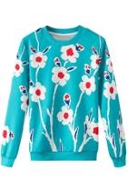 Oasap Essential Floral Aqua Sweatshirt