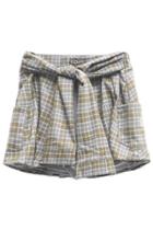 Oasap Tartan Plaid Waist-tie Shorts
