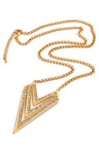 Oasap Glam Golden Plated Pointed Pendent Necklace
