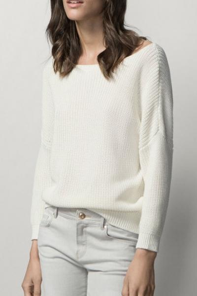Oasap Fashion Batwing Sleeve Ribbed Knit Sweater