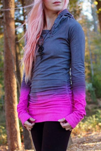 Oasap Gradient Ramp Slim Fit Hooded Sweatshirt