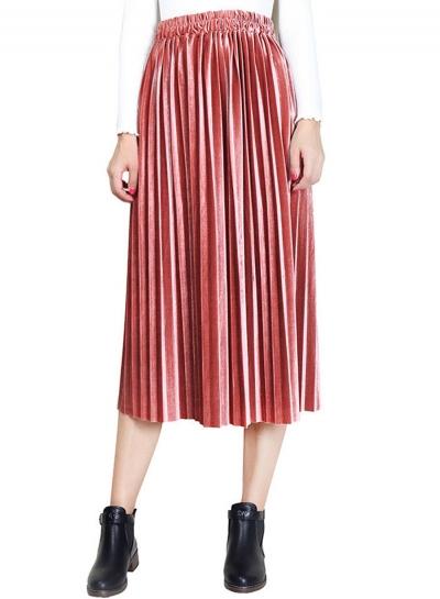 Oasap Fashion High Waist Midi Pleated Skirt