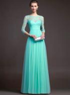 Oasap Lace Long Sleeve Formal Long Prom Dresses