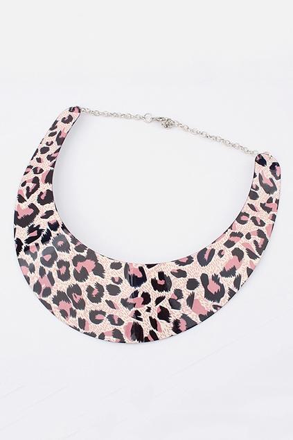 Oasap Leopard Skin Print Metal Necklace