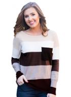 Oasap Round Neck Long Sleeve Knit Striped Wool Sweater