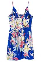 Oasap Sexy Graphic Floral Blue Shift Cami Dress