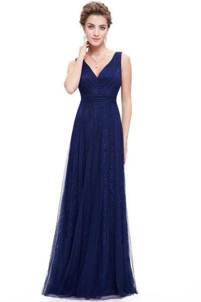 Oasap Elegant Double V Neck Ruched Bust Long Evening Dress