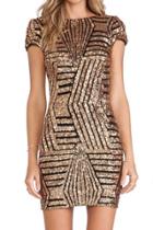 Oasap Fashion Sequin V Back Short Sleeve Bodycon Mini Dress