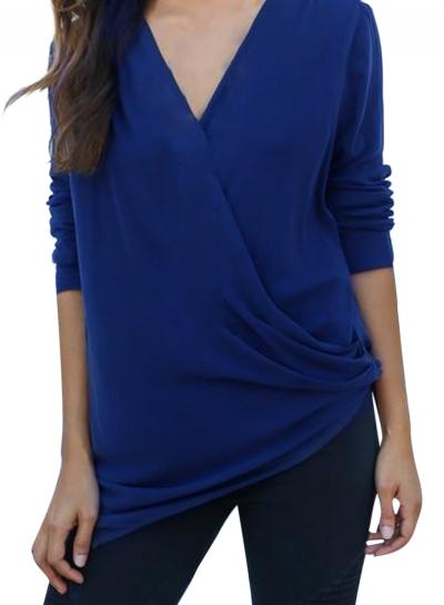 Oasap Women's Wrap V Neck Long Sleeve Asymmetrical Tee