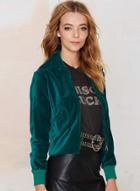 Oasap Women's Solid Zip Front Velvet Short Coat