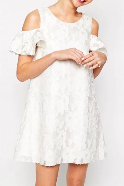 Oasap Sweet Cutout Sleeve Lace Mini Dress