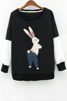 Oasap Lovely Rabbit Contrast Sweatshirt
