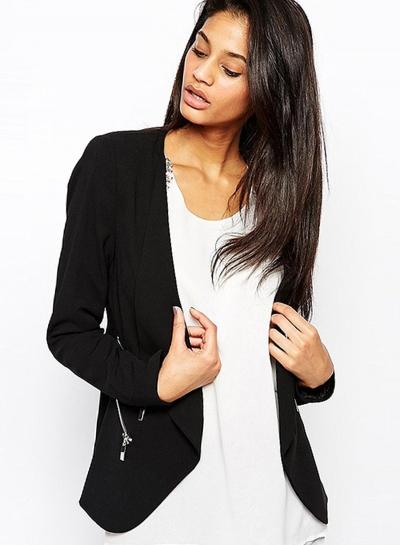 Oasap Women's Simple Blazer With Zip Detail