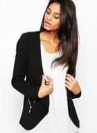 Oasap Women's Simple Blazer With Zip Detail