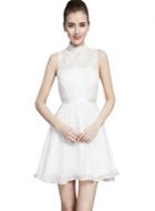 Oasap Women's Lace Paneled Sleeveless Keyhole Back A-line Dress