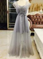 Oasap Elegant Solid Bridesmiad Prom Dress