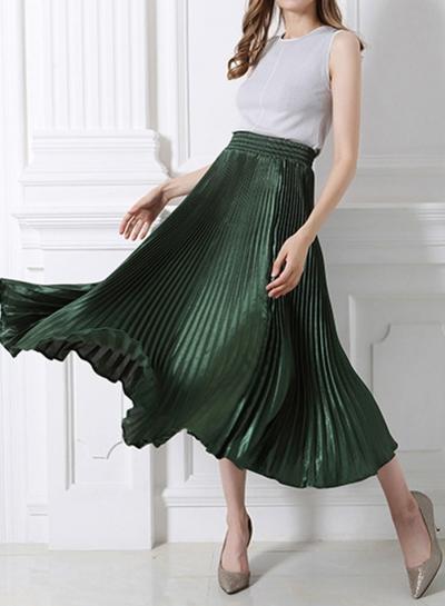Oasap High Elastic Waist Pleated Maxi Dress