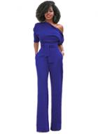 Oasap Skew Collar Off Shoulder Wide Leg Pants Jumpsuits With Belt
