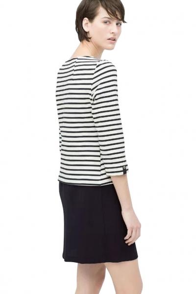 Oasap Sweet Black White Striped Mini Shift Dress