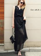 Oasap Black Sleeveless Slim Maxi Dress