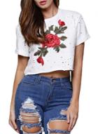 Oasap Embroidered Flower Broken Hole Crop Top