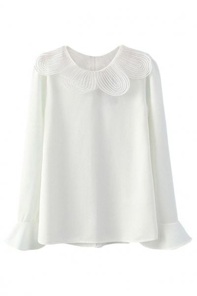 Oasap Lovable Flower Petal Collar Chiffon Blouse