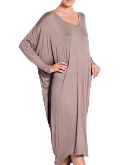Oasap Women's Casual Batwing Sleeve Backless Loose Midi Dress