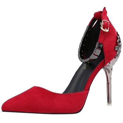 Oasap Fashion Pointed Toe Ankle Strap High Heels Pumps