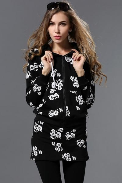 Oasap 2pcs Floral Jacket Skirt Pants Matching Sets