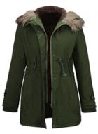 Oasap Fashion Parka Coat With Faux Fur Trim Hood