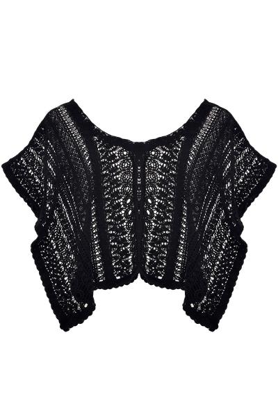 Oasap Vintage Crochet Crop Coverup Tee