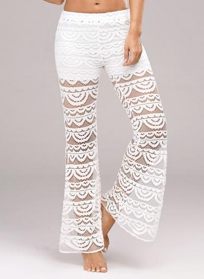Oasap High Waist Lace Splicing Side Slit Pants