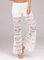 Oasap High Waist Lace Splicing Side Slit Pants
