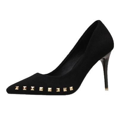 Oasap Pointed Toe Square Rivet High Heels Pumps