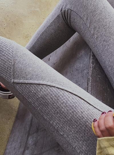 Oasap Fashion Elastic Waist Solid Skinny Ankle Pants