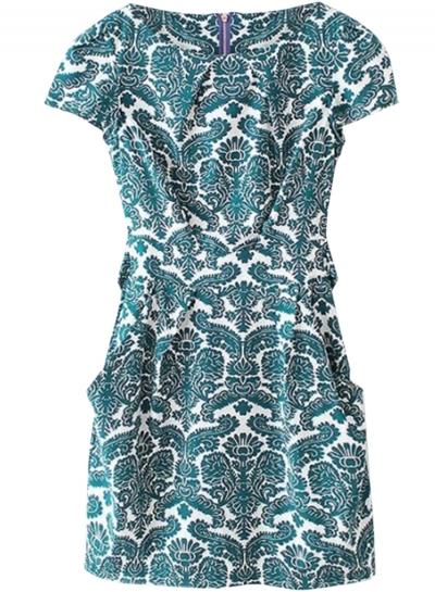 Oasap Women's Short Sleeve Tie Waist Print Dress With Pockets