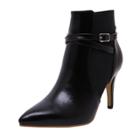 Oasap Pointed Toe Buckle Strap High Heels Ankle Boots