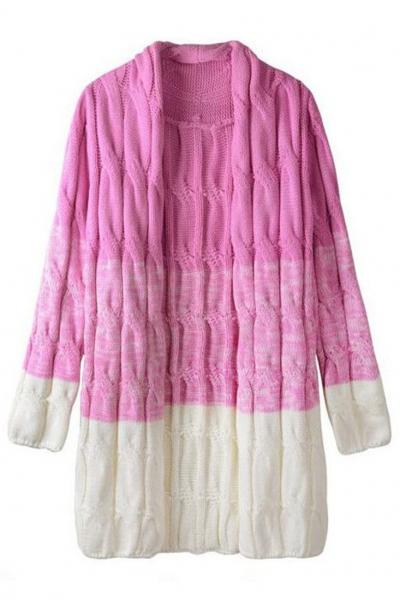 Oasap Casual Cable Knit Open Front Cardigan