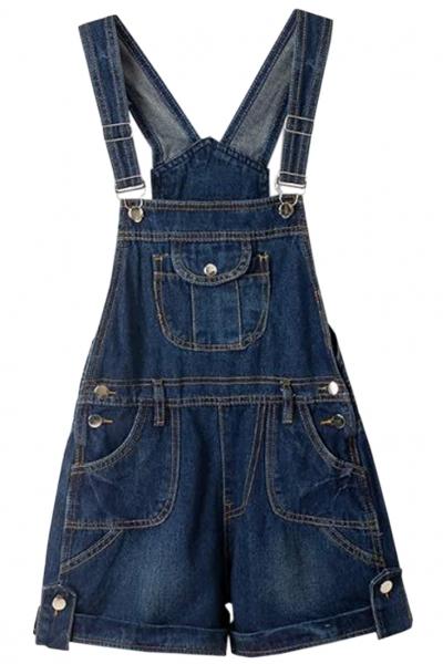 Oasap Blue Denim Suspender Rompers Overalls